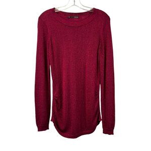 Maurices Womens Round Neck Glitter Sweater Long Sleeve Plum Size Large